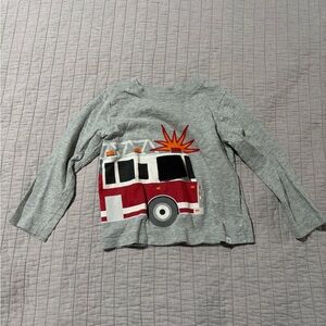GAP Gray Long Sleeve Shirt with Fire Truck Design